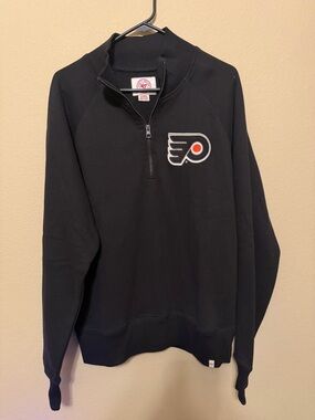 Philadelphia Flyers 47 Brand Quarter Zip Pullover Black NWT Large NHL